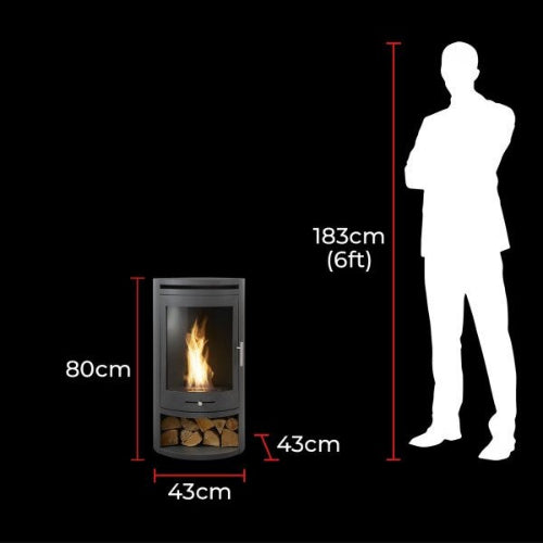S5 BIOETHANOL STOVE BUNDLE; LOG STORE, FLUE AND GRANITE HEARTH Modern Stove, eco friendly, burns clean, real flames & heat but no chimney needed, Lowest prices