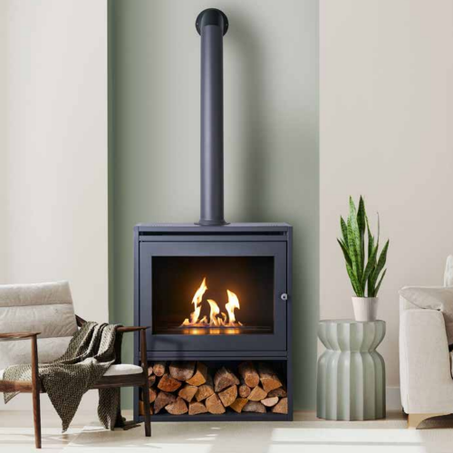OKO S6 - Modern Freestanding Bioethanol Stove that burnsl eco fuel which means its doesn't need a chimney at The Stove House Ltd. West Sussex.