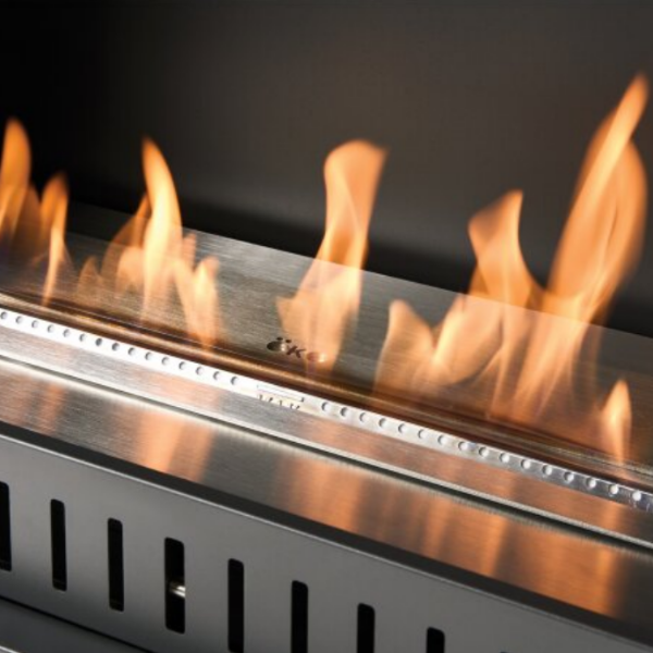 OKO S8 - Large Modern Freestanding Double-Door Bioethanol Stove in Charcoal Grey that burns bioethanol fuel, at The Stove House Ltd. West Sussex.