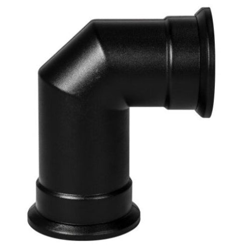 OKO Short Angled Stove Pipe - ABS Plastic in Black for electric and OKO bioethanol stoves at The Stove House Ltd. West Sussex.