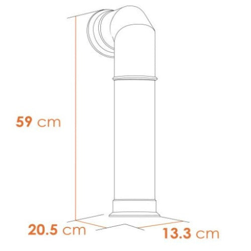 OKO Tall Angled Stove Pipe - ABS Plastic in Black for electric and OKO bioethanol stoves at The Stove House Ltd. West Sussex.