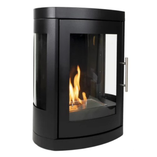 Oregon Wall-Mounted Bioethanol Stove. A traditional, wood stove-like 1.9kW bioethanol fireplace that is easily mounted on the wall without the need for a chimney at The Stove House Ltd., West Sussex.