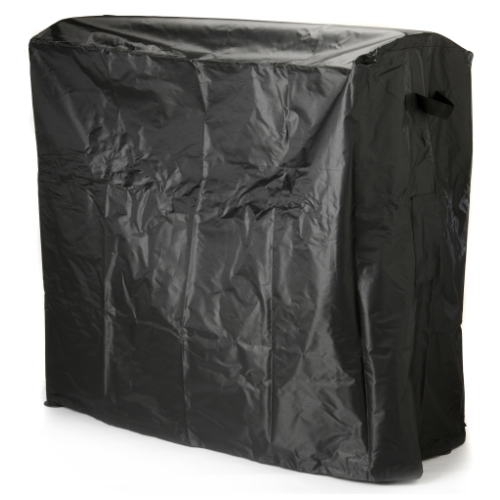 Outdoor Log Rack Black L45 113 cm x 31 cm x 115 cm. Elegant metal firewood holder in black with weatherproof cover for wood storage at The Stove House Ltd. West Sussex.