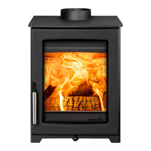 Hunter Parkray Aspect 4 Woodburning Stove. Small compact woodburner modern with chrome handle- The Stove House