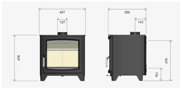 Parkray Aspect 14 Eco. Eco Design Ready 2022 7.8kW large modern wood burning stove with a large glass door and optional multi-fuel kit at The Stove House Ltd. West Sussex.