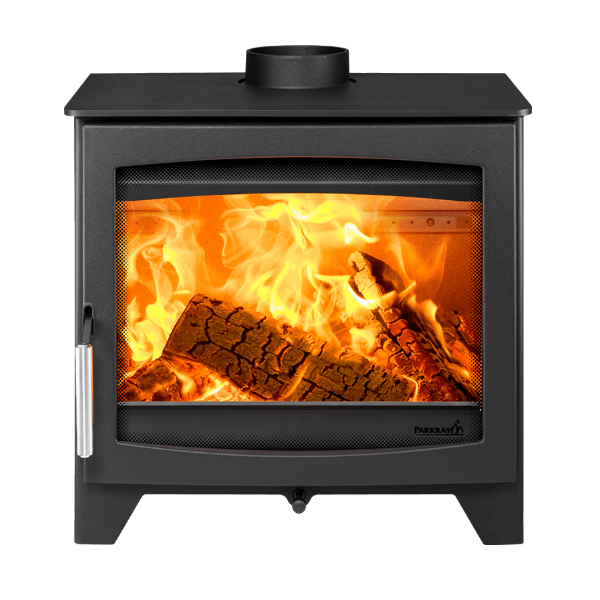 Parkray Aspect 7 Eco. Eco Design Ready 2022 5kW modern wood burning stove with a large glass door and optional multi-fuel kit at The Stove House Ltd. West Sussex.