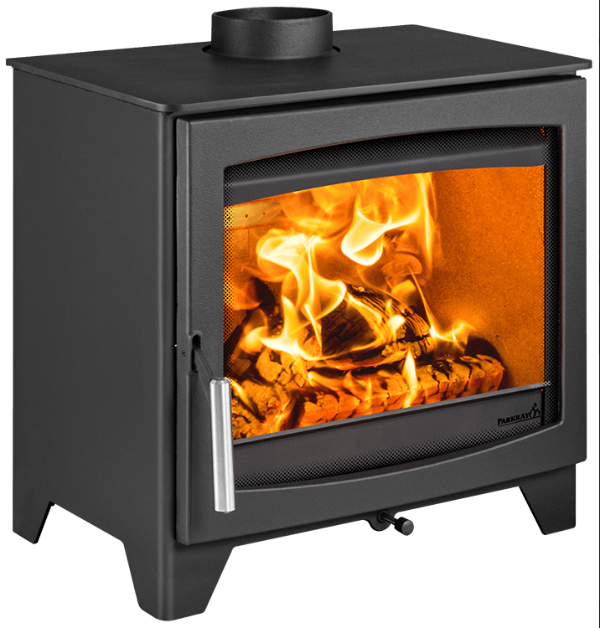 Parkray Aspect 7 Eco. Eco Design Ready 2022 5kW modern wood burning stove with a large glass door and optional multi-fuel kit at The Stove House Ltd. West Sussex.