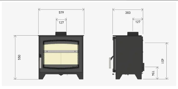 Parkray Aspect 7 Eco. Eco Design Ready 2022 5kW modern wood burning stove with a large glass door and optional multi-fuel kit at The Stove House Ltd. West Sussex.
