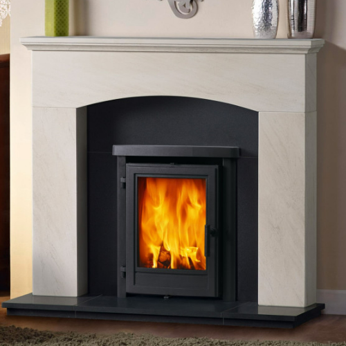 Capital Fireplaces Redbourn Eco Design 2022 Inset Wood Stove. Traditional inset stove featuring a large glass window for optimal viewing at The Stove House Ltd. West Sussex.