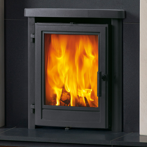 Capital Fireplaces Redbourn Eco Design 2022 Inset Wood Stove. Traditional inset stove featuring a large glass window for optimal viewing at The Stove House Ltd. West Sussex.