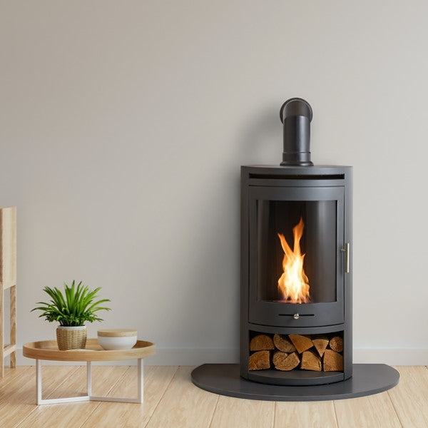 S5 BIOETHANOL STOVE BUNDLE; LOG STORE, FLUE AND GRANITE HEARTH Modern Stove, eco friendly, burns clean, real flames & heat but no chimney needed, Lowest prices
