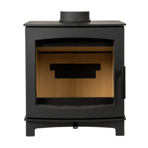 Mi-Fires Tinderbox Small 4.9kW Wood Stove.  ECODesign 2022, Smoke Control Area Exempt, 82.7% Efficient, A+ Energy Rating at The Stove House Ltd. West Sussex.