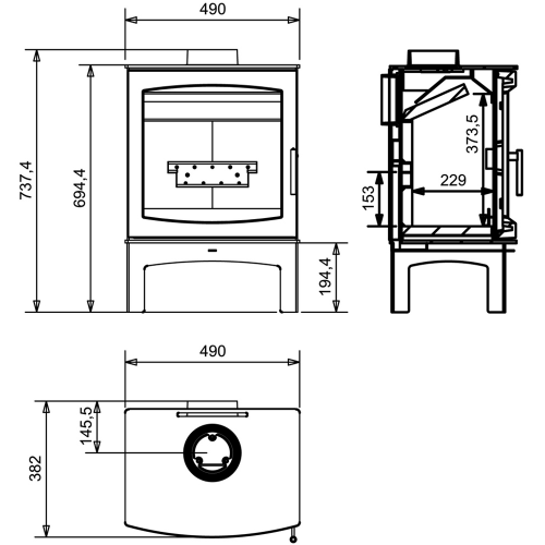 Mi-Fires Tinderbox Tall 5kW Wood Stove. ECODesign 2022, Smoke Control Area Exempt, 80.4% Efficient, A+ Energy Rating at The Stove House Ltd. West Sussex.