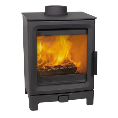 Mi-Fires Medium FireCracker 5kW Wood Stove. ECODesign 2022, Smoke Control Area Exempt, 85.1% Efficient, A+ Energy Rating at The Stove House Ltd. West Sussex