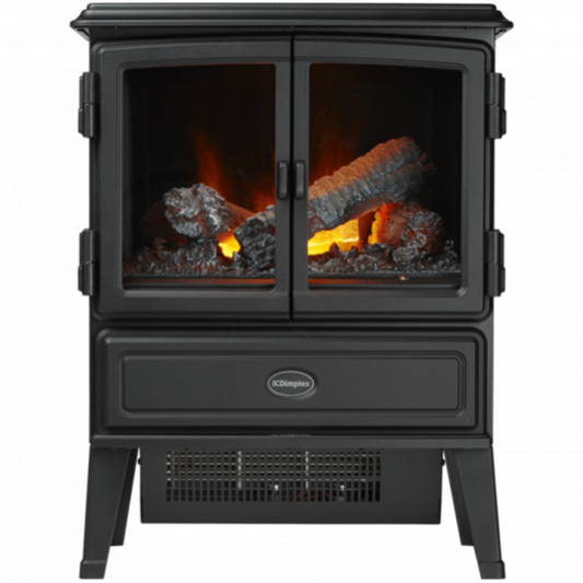 Dimplex Oakhurst Optimyst Electric Stove. Integrated heater which provides up to 2kW of heat that can be operated via manual or remote control with a thermostat at The Stove House Ltd. West Sussex.