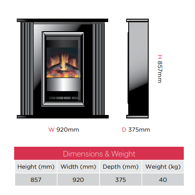 Dimplex Mozart Optiflame Electric Fireplace Suite with a unique Dimplex Optiflame effect.  Easy-to-use manual control with thermostat at The Stove House Ltd. West Sussex.