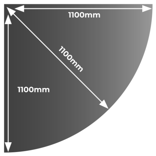 Smoked Quadrant Glass Hearth - 1100 mm x 1100 mm x 12 mm. Constructed in tempered clear glass for wood and bioethanol stoves at The Stove House Ltd. West Sussex