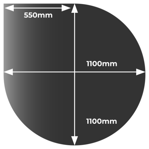 Smoked Teardrop Glass Hearth - 1100 mm x 1100 mm x 12 mm. Constructed in tempered clear glass for wood and bioethanol stoves at The Stove House Ltd. West Sussex
