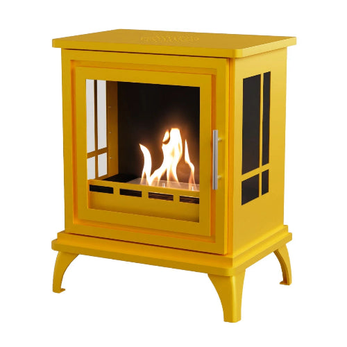 The Nashville Freestanding Bioethanol Stove. A medium-sized, freestanding bioethanol fireplace designed to resemble a classic wood-burning stove, providing up to 6 hours of burn time, at The Stove House Ltd. West Sussex.