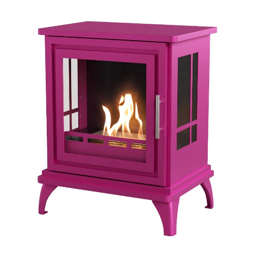 The Nashville Freestanding Bioethanol Stove. A medium-sized, freestanding bioethanol fireplace designed to resemble a classic wood-burning stove, providing up to 6 hours of burn time, at The Stove House Ltd. West Sussex.