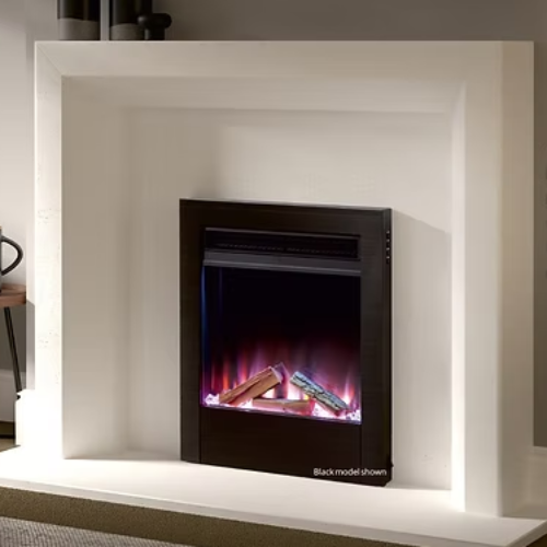 The Toast-e 1.5kW Inset 16" electric fire features advanced 3D LED holographic projection for modern homes and living, and can be controlled with the Smartphone App at The Stove House Ltd. West Sussex.