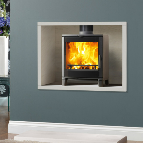 Capital Verena Eco Wood Stove. Verena ECO features a large, curved glass door and steel constructed body at The Stove House Ltd. West Sussex.