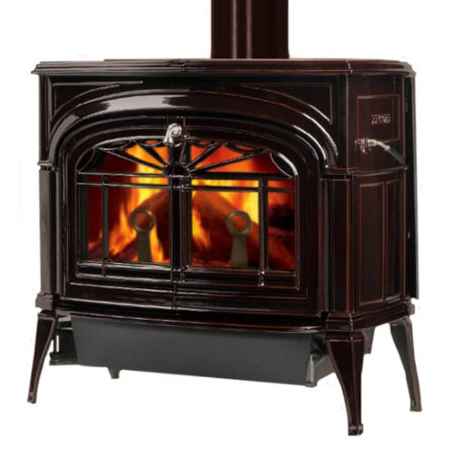 Vermont Castings Encore Two-In-One Wood Stove - Majolica Brown Enamel at The Stove House Ltd. West Sussex.