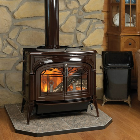 Vermont Castings Encore Two-In-One Wood Stove - Majolica Brown Enamel at The Stove House Ltd. West Sussex.