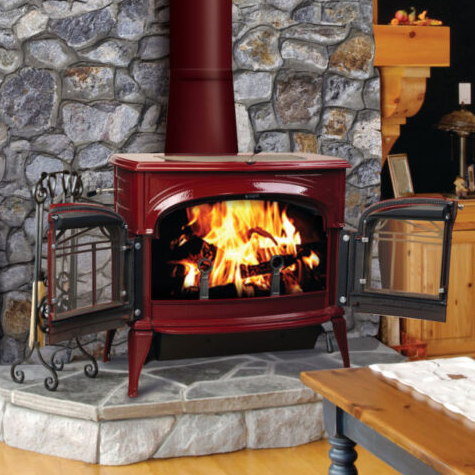 Vermont Castings Encore Flexburn Wood Stove - Bordeaux Enamel at The Stove House Ltd. West Sussex.