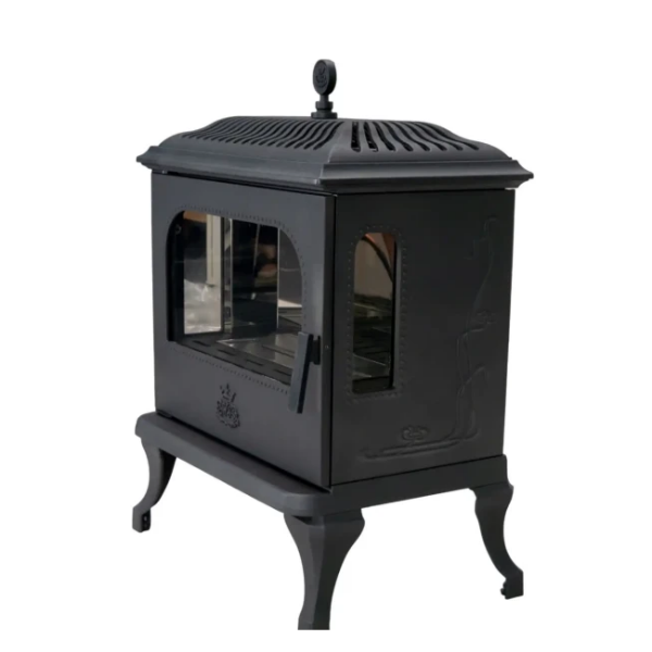 Victoria 85 Freestanding Cast Iron Bioethanol Stove. An elegant freestanding bioethanol fireplace with a 3-sided view of panoramic flames without the need for a chimney, at The Stove House Ltd. West Sussex.