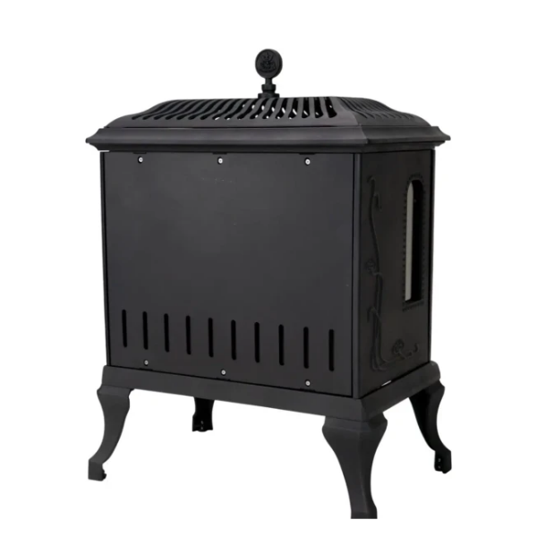 Victoria 85 Freestanding Cast Iron Bioethanol Stove. An elegant freestanding bioethanol fireplace with a 3-sided view of panoramic flames without the need for a chimney, at The Stove House Ltd. West Sussex.
