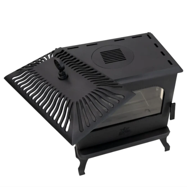 Victoria 85 Freestanding Cast Iron Bioethanol Stove. An elegant freestanding bioethanol fireplace with a 3-sided view of panoramic flames without the need for a chimney, at The Stove House Ltd. West Sussex.