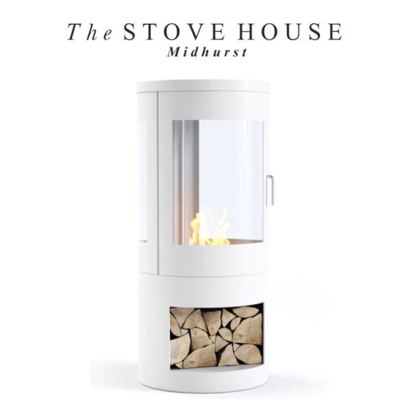 BUNDLE OFFER; Hampton Bioethanol Stove with logs fuel & fibre glow (White or black option)  The Stove House The Stove House 01730 810931