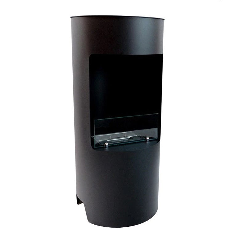  ScandiFlames Montgomery black half glass open fronted free standing bioethanol stove fire from your local bio ethanol fireplace showroom, The Stove House 01730 810931