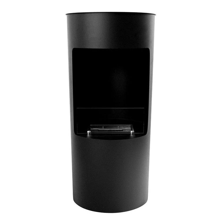  ScandiFlames Montgomery black half glass open fronted free standing bioethanol stove fire from your local bio ethanol fireplace showroom, The Stove House 01730 810931