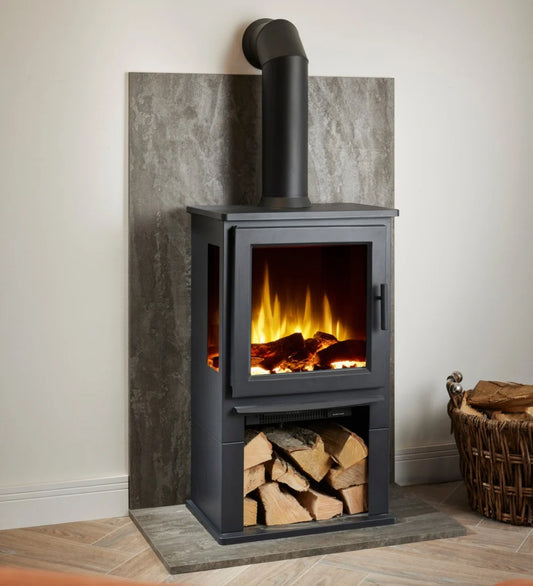 Naples 2kW Electric Stove with Log Store - The Stove House