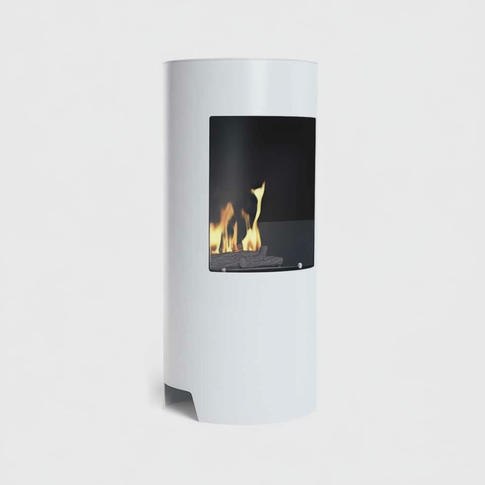 White Stow Bioethanol Stove.  Modern open-fronted stove with no flue required at The Stove House Ltd. West Sussex.