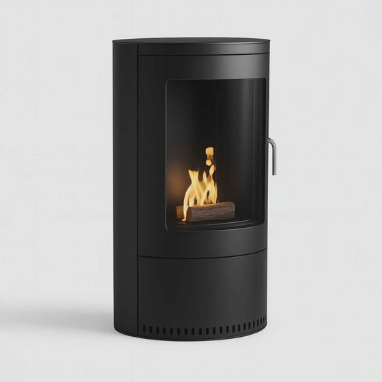Hampton Black Bioethanol Stove.  Scandinavian styling with a 3kW heat output at The Stove House Ltd. West Sussex.