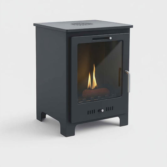 Imagin Fires Malvern Black Bioethanol Stove. No flue required at The Stove House Ltd. West Sussex.