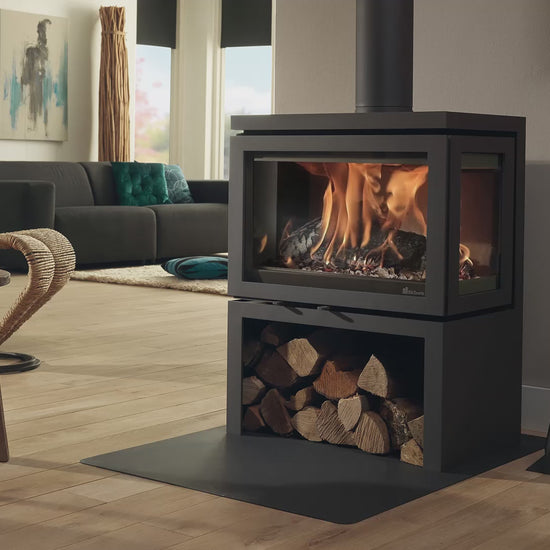 Dik Geurts Vidar Triple Medium - Store. 3 Sided 7.1kW Eco Design Ready Wood Stove at The Stove House Ltd. West Sussex.