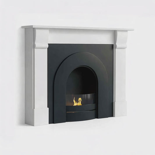 Broadway Bioethanol Fireplace Suite. A contemporary styled fireplace, complete with surround and mantel at The Stove House Ltd. West Sussex.