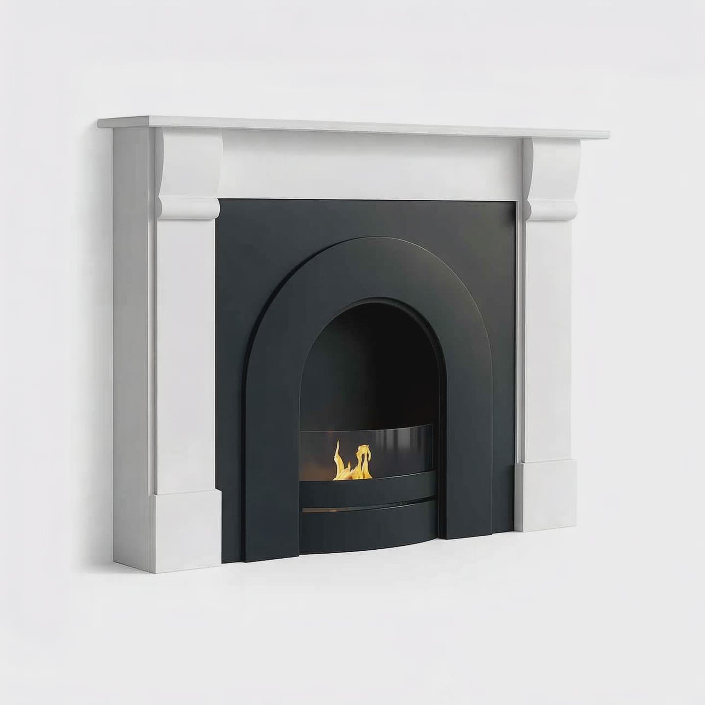 Broadway Bioethanol Fireplace Suite. A contemporary styled fireplace, complete with surround and mantel at The Stove House Ltd. West Sussex.