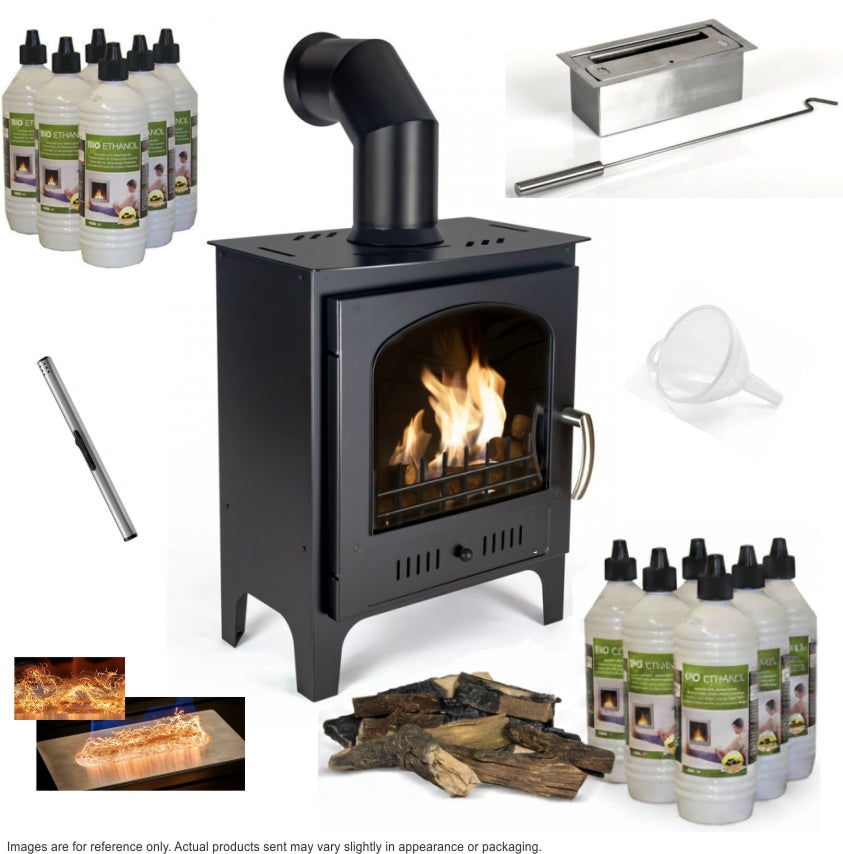 LUXURY SLIMLINE BIOETHANOL STOVE & START UP BUNDLE