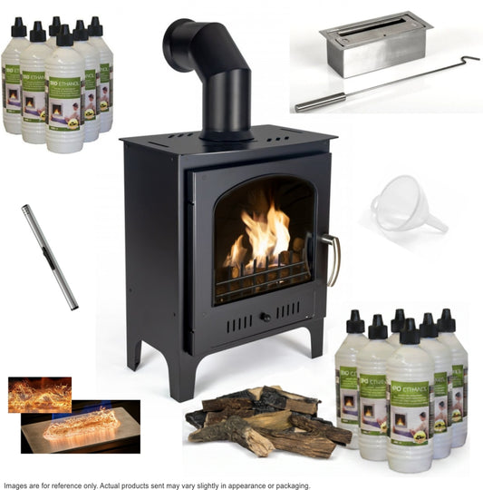 LUXURY SLIMLINE BIOETHANOL STOVE & START UP BUNDLE - The Stove House