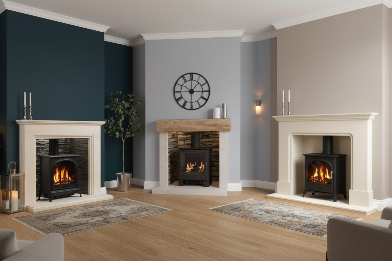 Three Electric Stoves Room Setting Banner