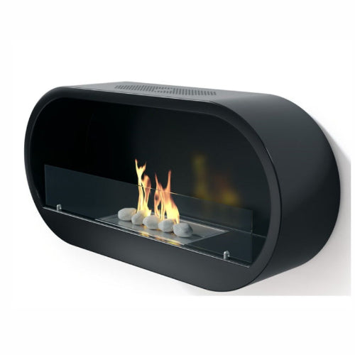 Marlow Black Wall-Mounted Bioethanol Fire at The Stove House Ltd. West Sussex.