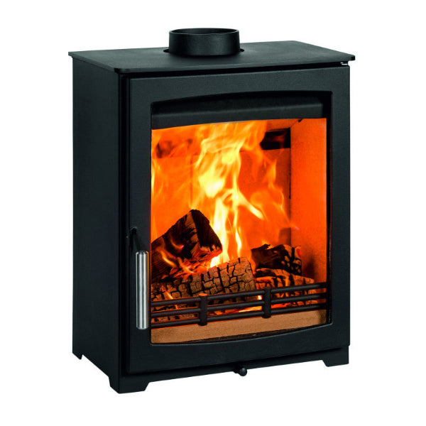 Parkray Aspect 5 Compact Eco Wood.  A sleek, compact, eco design ready wood burner delivers a nominal heat output of 5 kW at The Stove House Ltd. West Sussex.