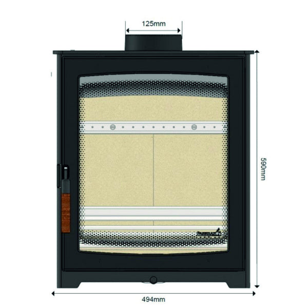 Parkray Aspect 5 Eco Wood.  A sleek, compact, eco design ready wood burner delivers a nominal heat output of 5 kW at The Stove House Ltd. West Sussex.