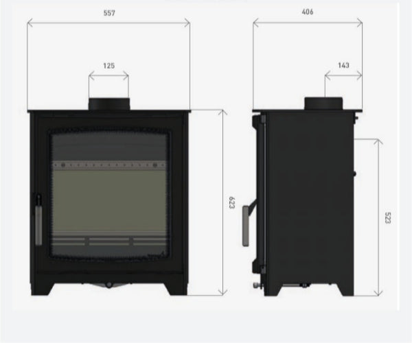 Parkray Aspect 6 Eco Wood. Eco Design Ready 2022 5kW modern wood burning stove with a large glass door and optional multi-fuel kit at The Stove House Ltd. West Sussex.