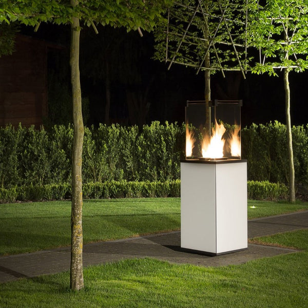 Deluxe White Outdoor Gas Fireplace - Patio Heater - The Stove House Ltd - 01730 810931